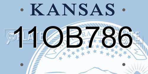 11OB786 Kansas License Plate