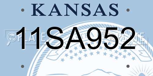 11SA952 Kansas License Plate