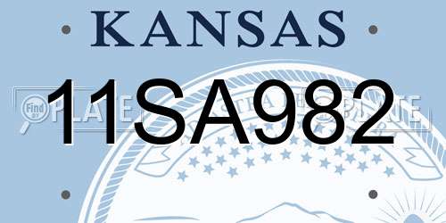 11SA982 Kansas License Plate