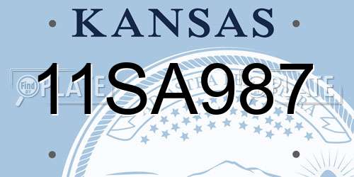 11SA987 Kansas License Plate