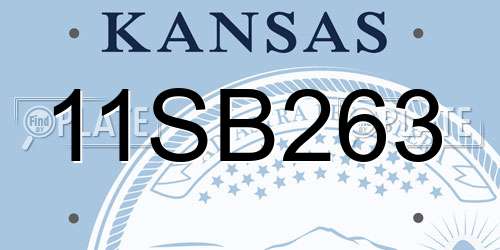 11SB263 Kansas License Plate