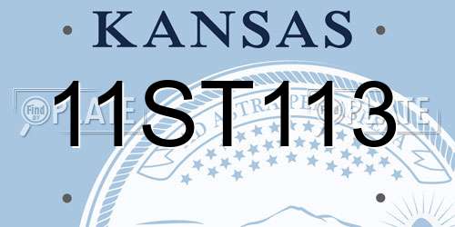 11ST113 Kansas License Plate