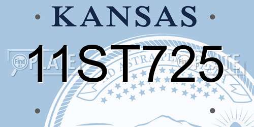 11ST725 Kansas License Plate