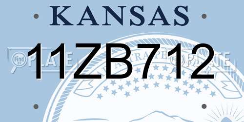 11ZB712 Kansas License Plate