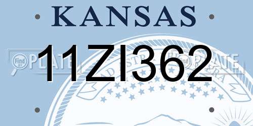 11ZI362 Kansas License Plate