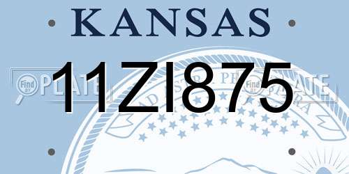 11ZI875 Kansas License Plate