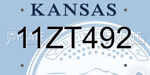 11ZT492 Kansas License Plate
