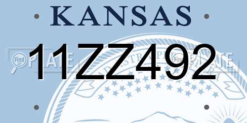 11ZZ492 Kansas License Plate