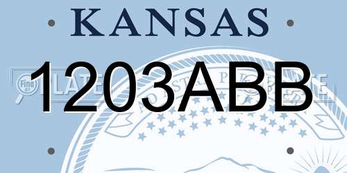 1203ABB Kansas License Plate