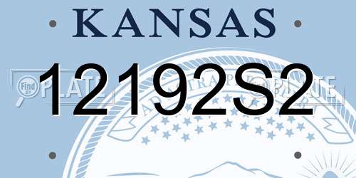 12192S2 Kansas License Plate