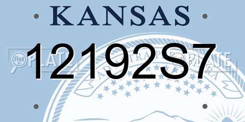 12192S7 Kansas License Plate