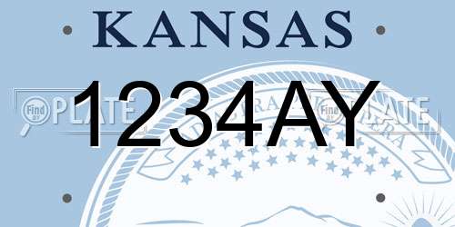 1234AY Kansas License Plate