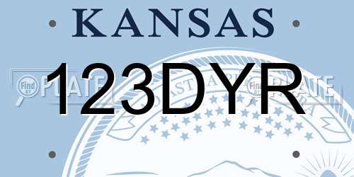 123DYR Kansas License Plate