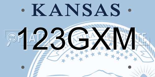 123GXM Kansas License Plate
