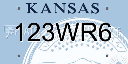 123WR6 Kansas License Plate