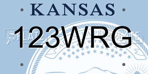 123WRG Kansas License Plate