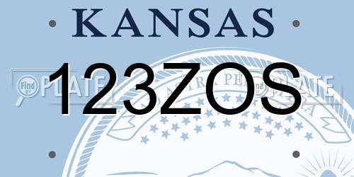 123ZOS Kansas License Plate