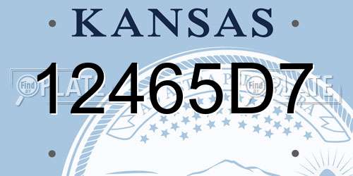12465D7 Kansas License Plate