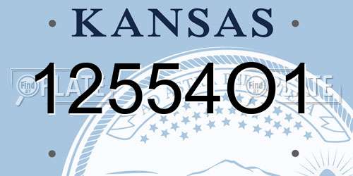 12554O1 Kansas License Plate
