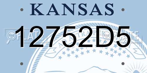 12752D5 Kansas License Plate