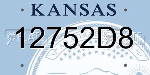 12752D8 Kansas License Plate