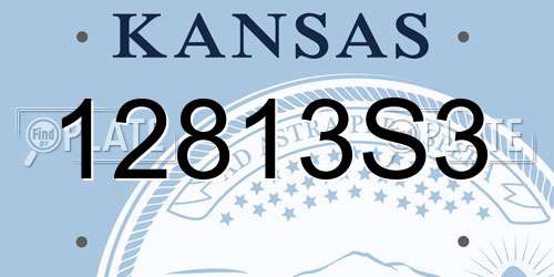 12813S3 Kansas License Plate