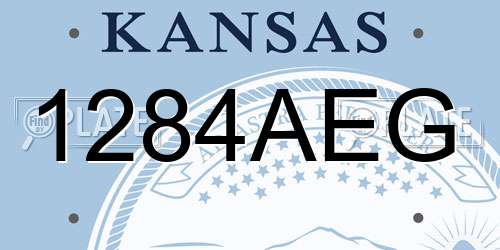 1284AEG Kansas License Plate