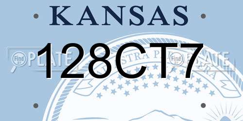 128CT7 Kansas License Plate