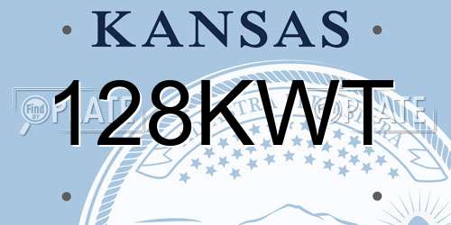 128KWT Kansas License Plate