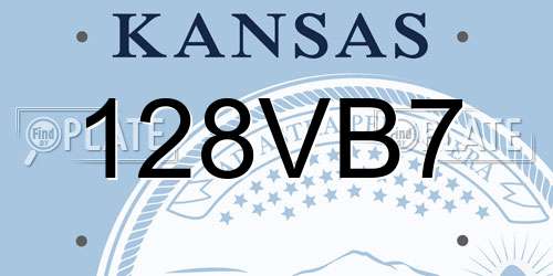 128VB7 Kansas License Plate