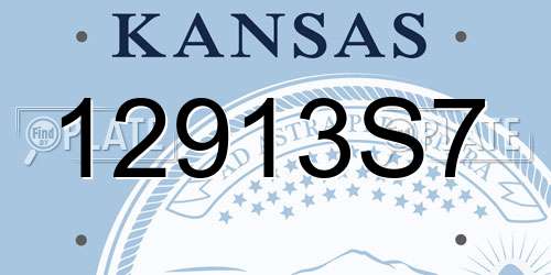 12913S7 Kansas License Plate