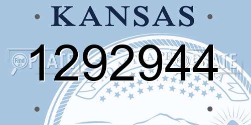 1292944 Kansas License Plate