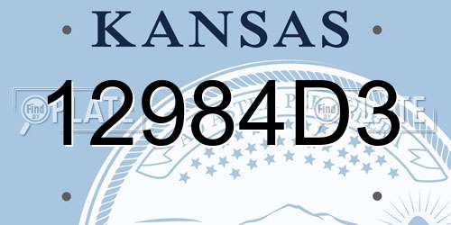 12984D3 Kansas License Plate