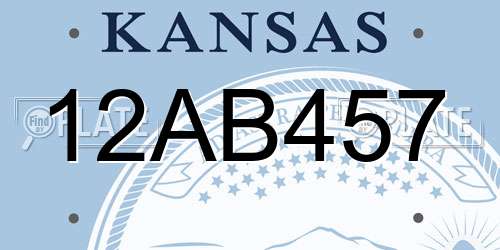 12AB457 Kansas License Plate