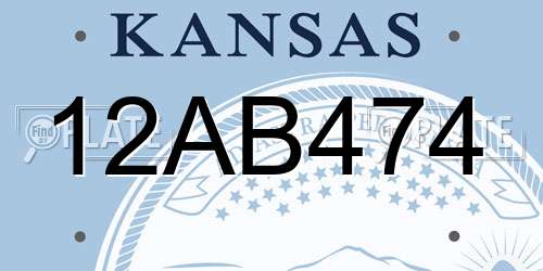 12AB474 Kansas License Plate