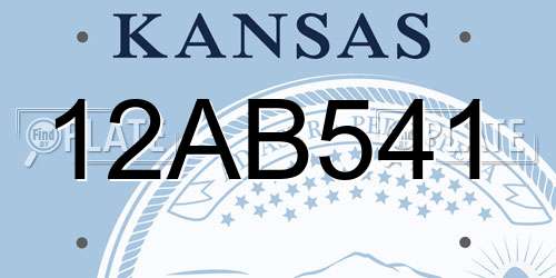 12AB541 Kansas License Plate
