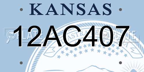 12AC407 Kansas License Plate