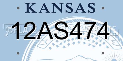 12AS474 Kansas License Plate