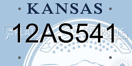 12AS541 Kansas License Plate