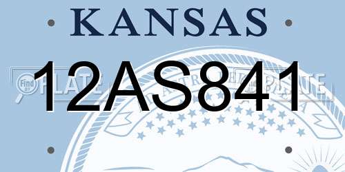 12AS841 Kansas License Plate