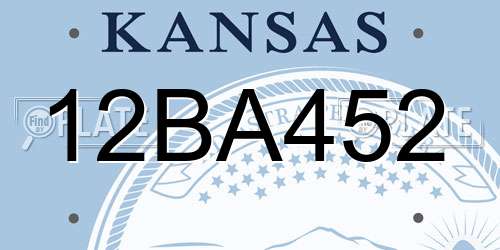 12BA452 Kansas License Plate