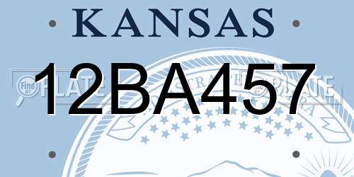 12BA457 Kansas License Plate