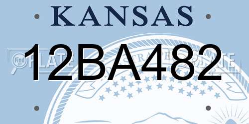 12BA482 Kansas License Plate