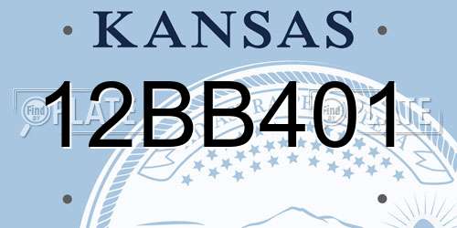 12BB401 Kansas License Plate