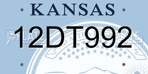 12DT992 Kansas License Plate
