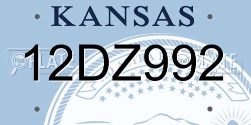12DZ992 Kansas License Plate