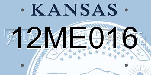 12ME016 Kansas License Plate