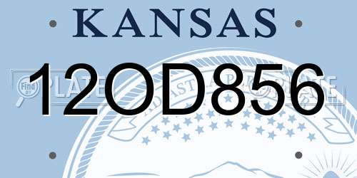 12OD856 Kansas License Plate