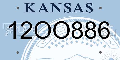 12OO886 Kansas License Plate