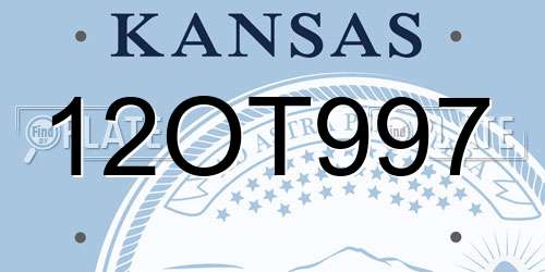 12OT997 Kansas License Plate
